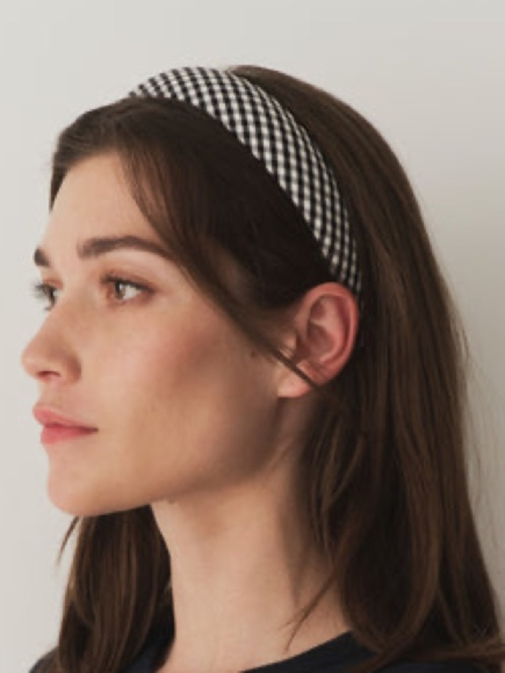 Doen Jeanie Cloth Padded Headband Hair Gingham Boho Black White